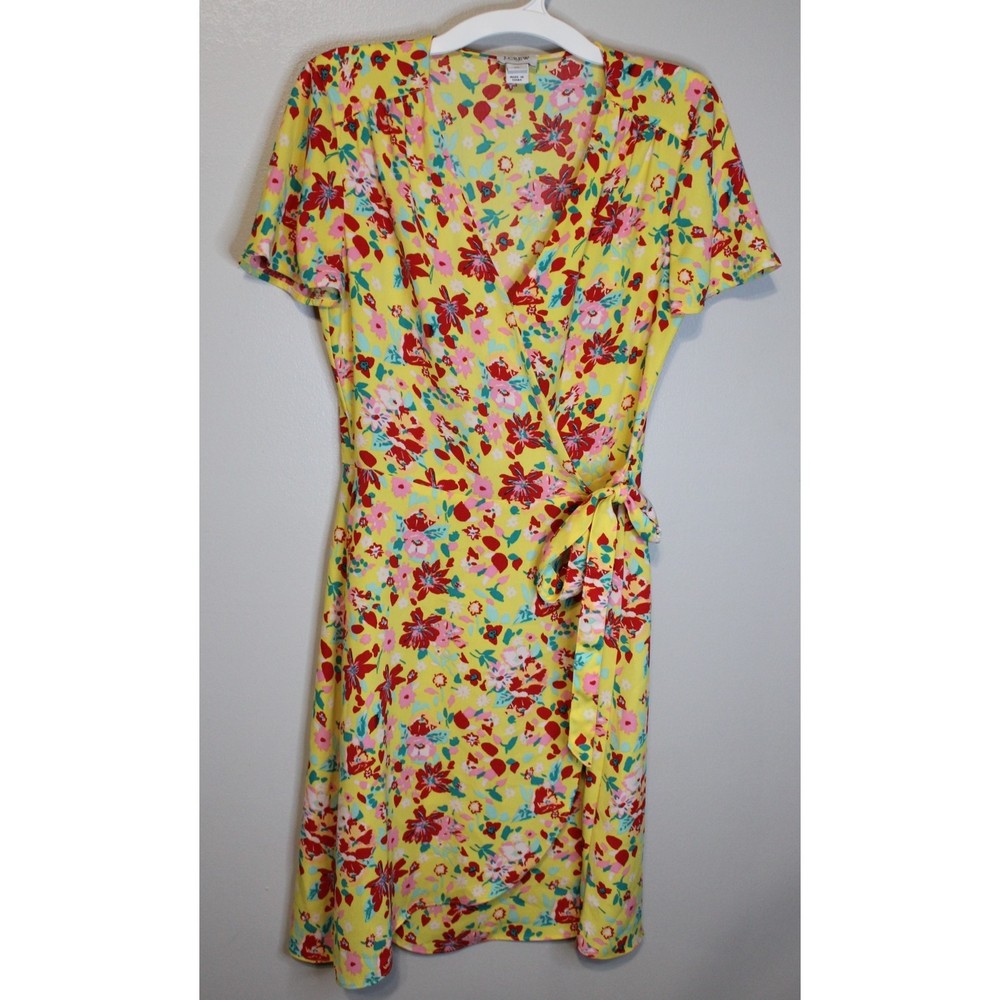 J Crew Wrap Dress Yellow Floral Size 00
